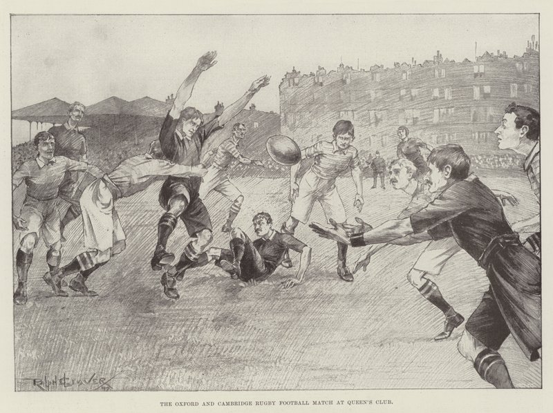 A partida de futebol de rúgbi em Oxford e Cambridge no Queen&39;s Club de Ralph Cleaver