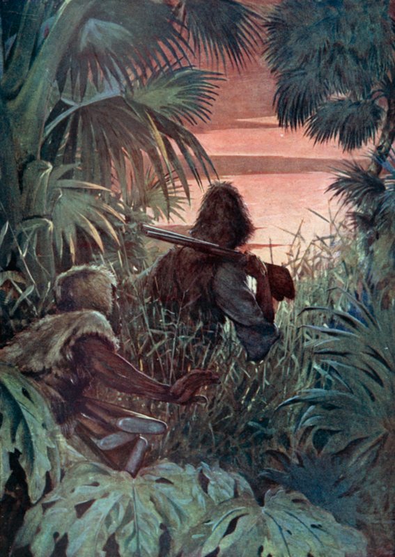 Ilustração para Robinson Crusoe de Daniel Defoe (cor litho) de Ralph Noel Pocock