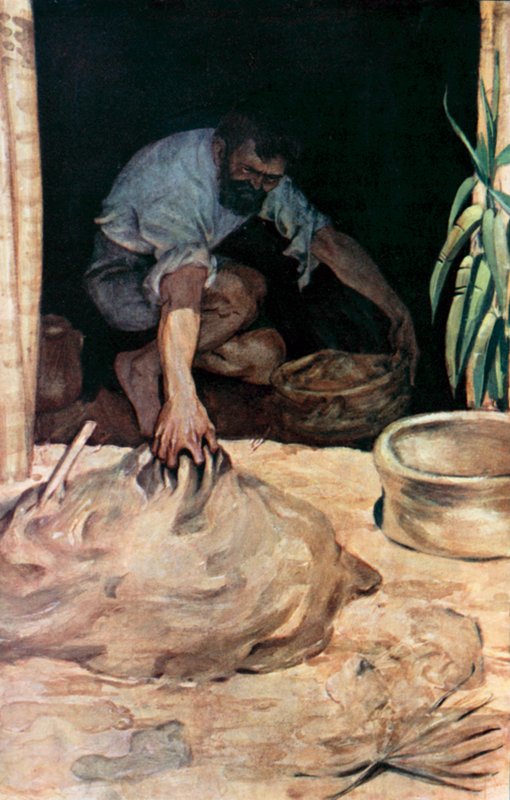 Ilustração para Robinson Crusoe de Daniel Defoe (cor litho) de Ralph Noel Pocock