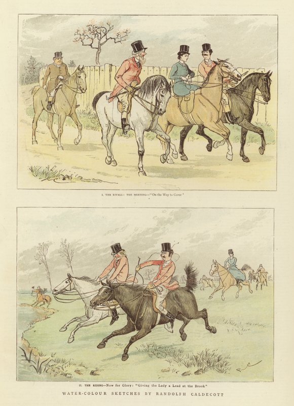 Esboços de aquarela equestre de Randolph Caldecott