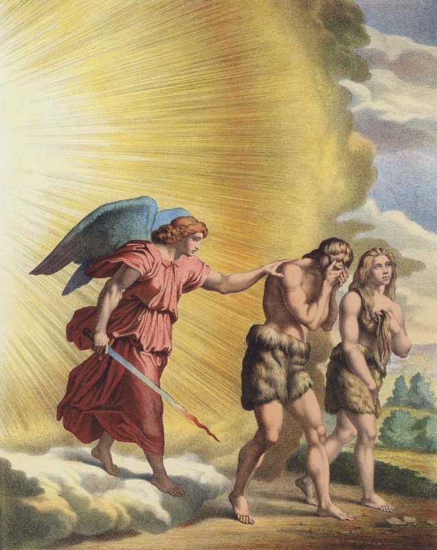 Adão e Eva expulsos do Paraíso de Raffaello Sanzio Raphael
