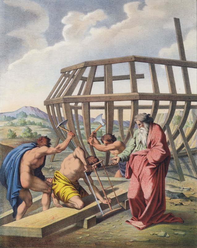 Noé supervisionando o edifício da Arca de Raffaello Sanzio Raphael