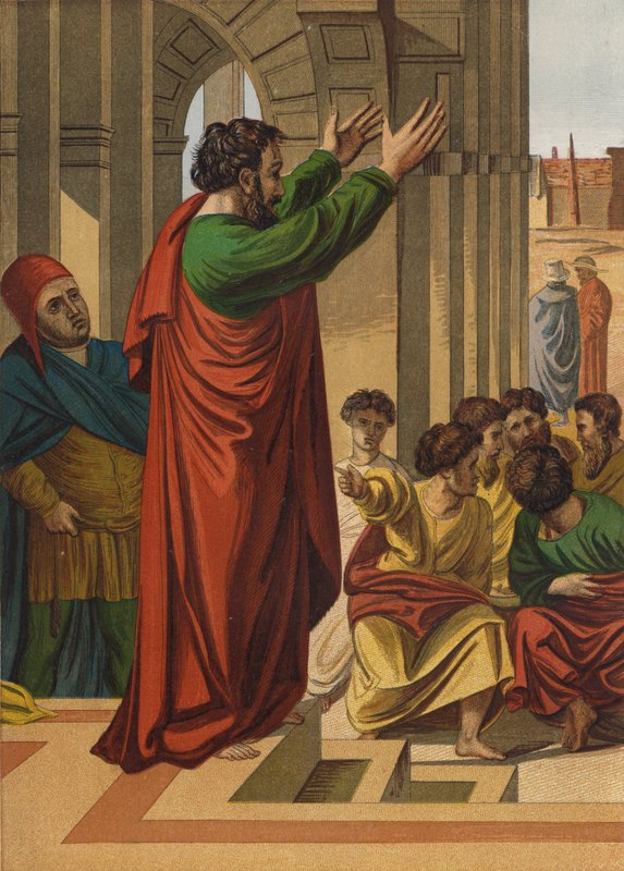 Paulo pregando em Atenas de after Raphael