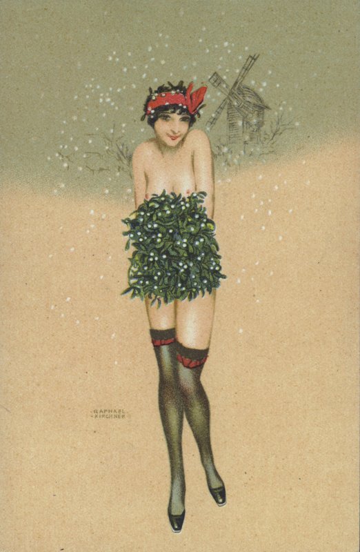Menina carregando um monte de visco de Raphael Kirchner