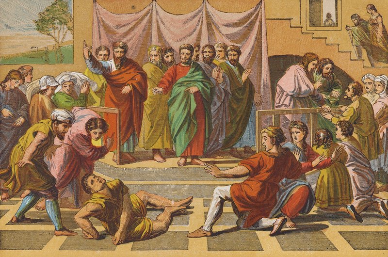 Morte de Ananias (litografia a cores) de Raphael (1483 1520) (after)