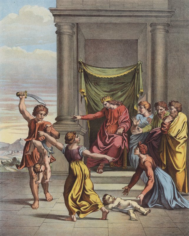Julgamento de Salomão (cor litho) de after Raphael