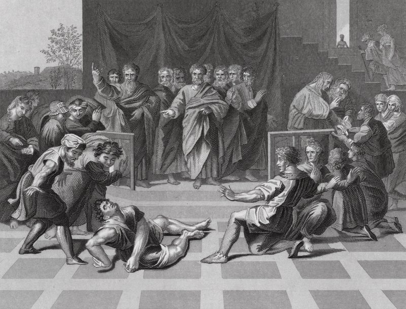 Morte de Ananias (gravura) de Raphael (1483 1520) (after)