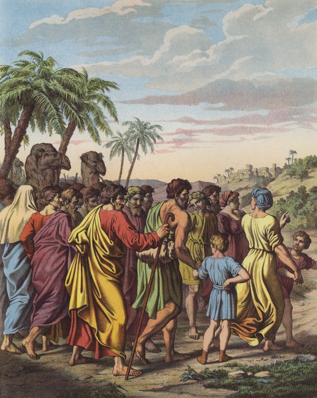 Regresso dos israelitas do seu cativeiro na Babilónia (cor litho) de after Raphael