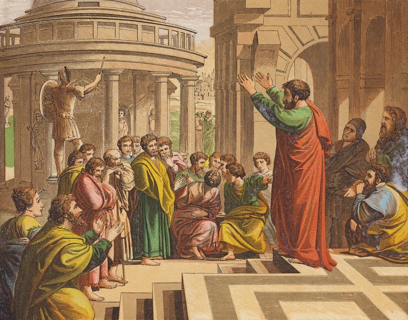 São Paulo pregando em Atenas (litografia a cores) de Raphael (1483 1520) (after)