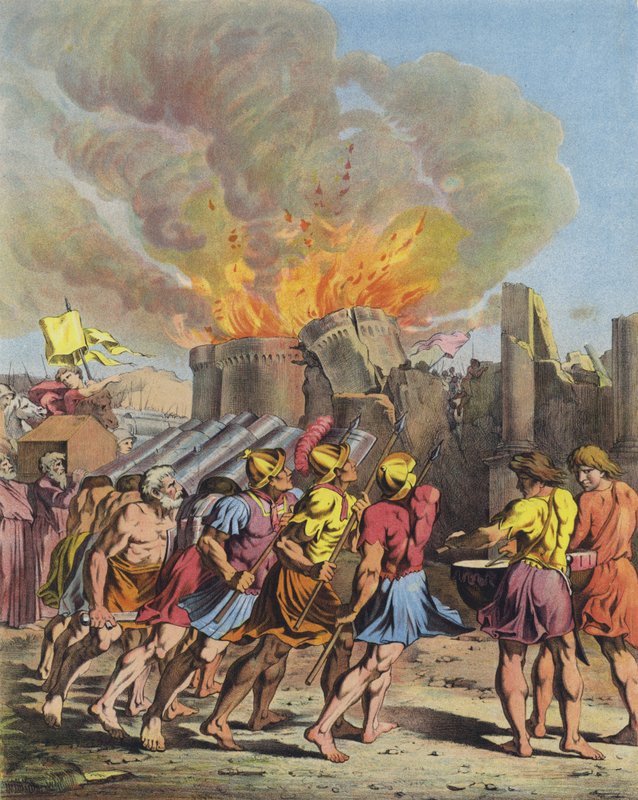 A queda de Jericó (cor litho) de after Raphael