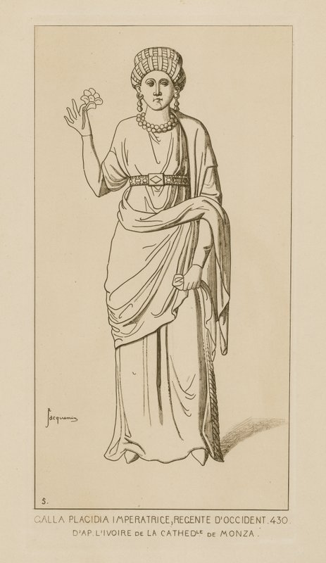 Galla Placídia Imperial, Regente do Oeste, 430. Do marfim da catedral de Monza. de Raphael Jacquemin