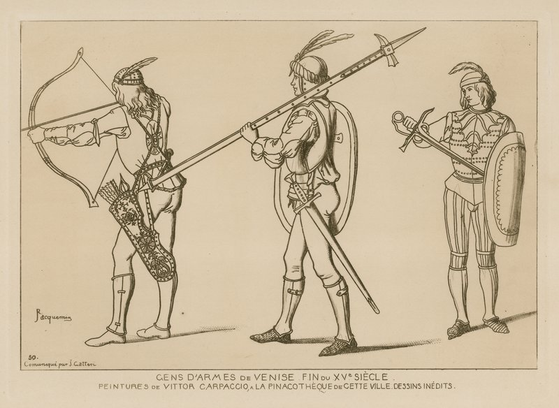 Homens, braços, veneza, fim, de, a, 15th, século de Raphael Jacquemin
