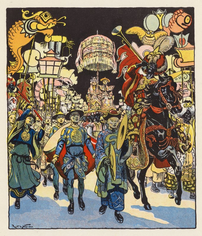 Les Mille et Une Nuits / As Mil e Uma Noites (litografia a cores) de Raymond de la Neziere