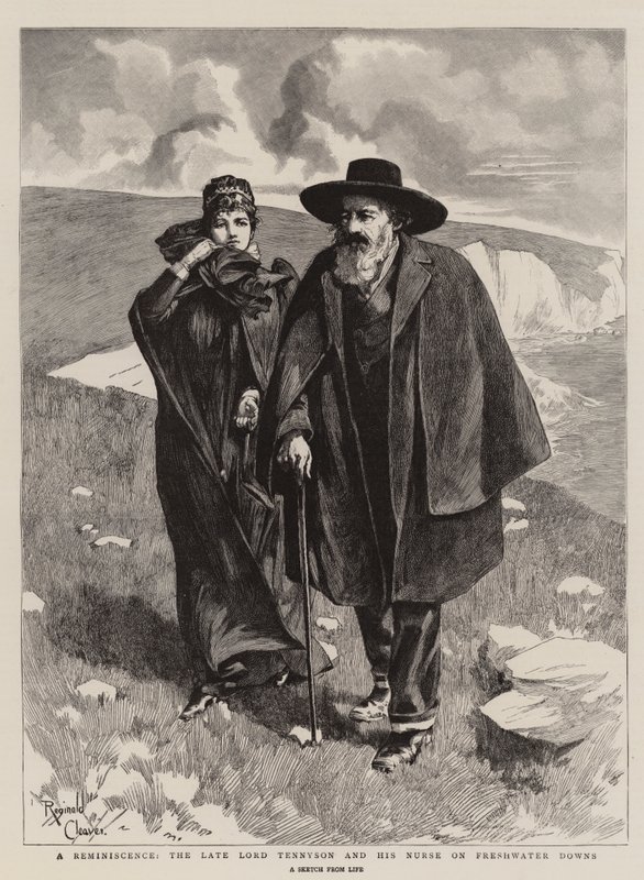 A Reminiscence, the Late Lord Tennyson and his Nurse on Freshwater Downs (gravura) de Reginald Thomas Cleaver