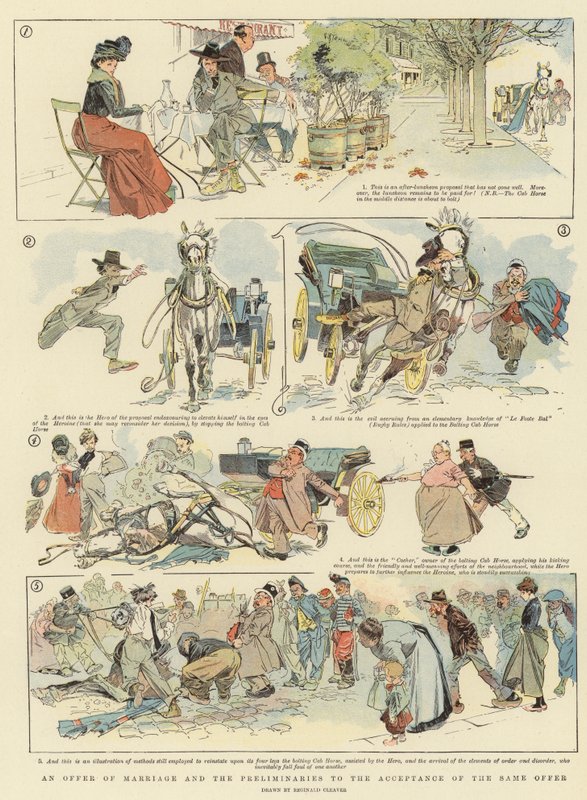 Uma proposta de casamento e os preliminares à aceitação da mesma proposta (litografia a cores) de Reginald Thomas Cleaver