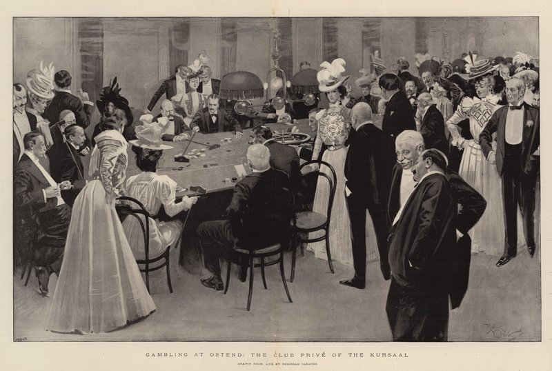 Jogo de azar em Ostende, o Club Prive do Kursaal (litografia) de Reginald Thomas Cleaver