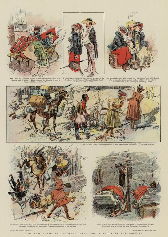 Como duas alas da Chancelaria foram dar um tiro nas Montanhas Rochosas (litografia a cores) de Reginald Thomas Cleaver