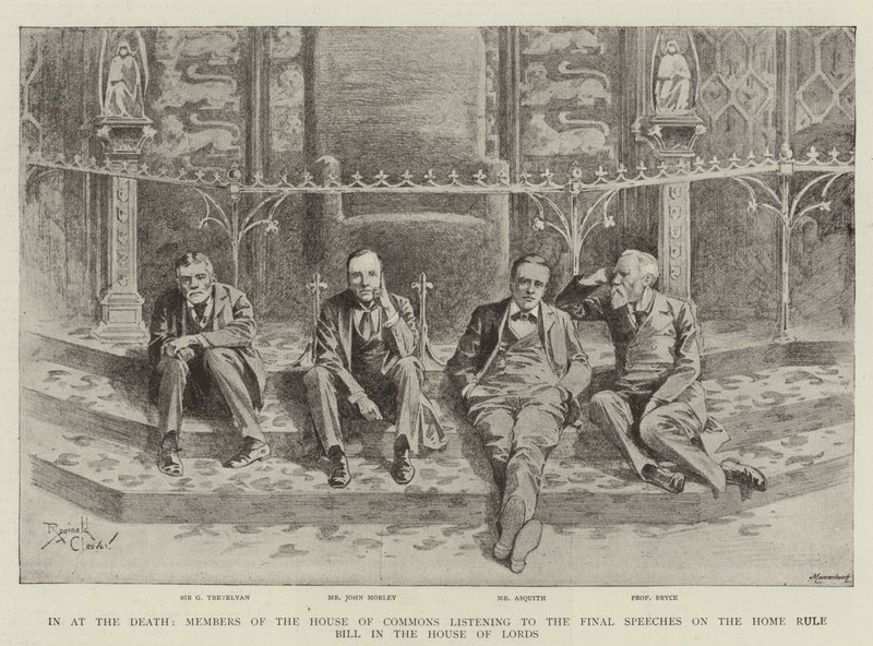 Na Morte, deputados da Câmara dos Comuns ouvem os discursos finais sobre o projeto de lei do Estado de origem na Câmara dos Lordes (gravura) de Reginald Thomas Cleaver