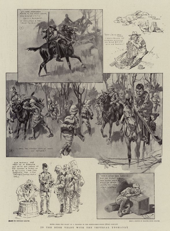 No mato Veldt com a Yeomanry Imperial (litografia) de Reginald Thomas Cleaver