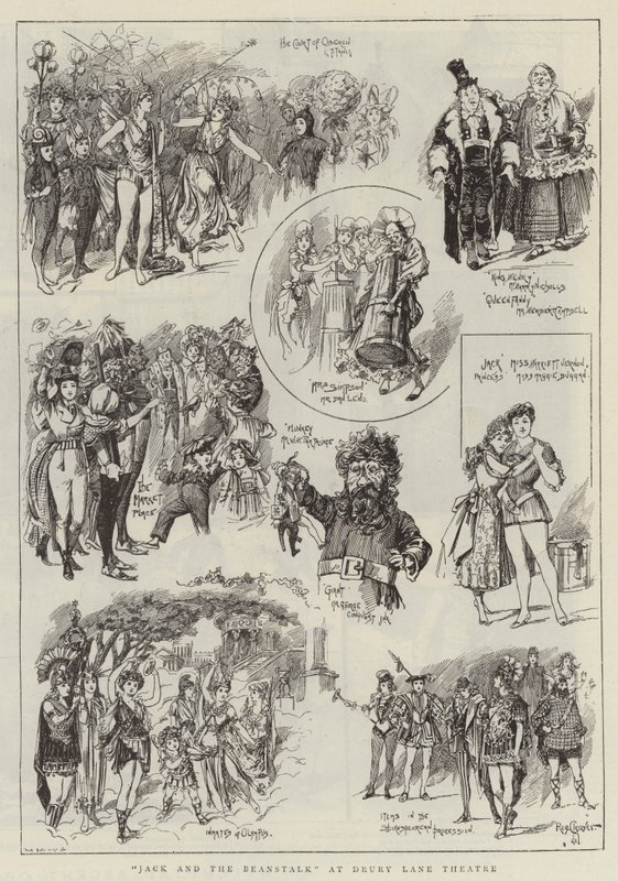 "Jack and the Beanstalk" no Teatro Drury Lane (gravura) de Reginald Thomas Cleaver