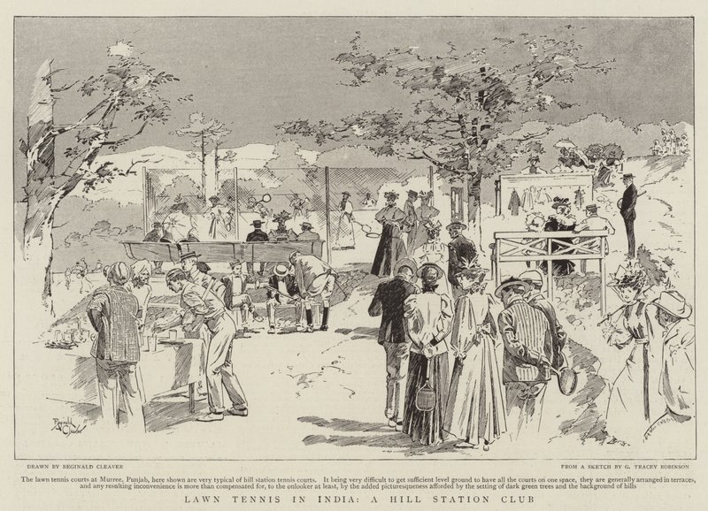 Ténis de relva na Índia, um clube de uma estação de montanha (gravura) de Reginald Thomas Cleaver