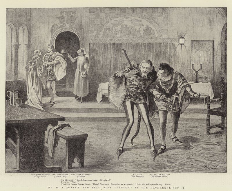 Nova peça de Mr H A Jones, "The Tempter", no Haymarket, Ato II (litografia) de Reginald Thomas Cleaver