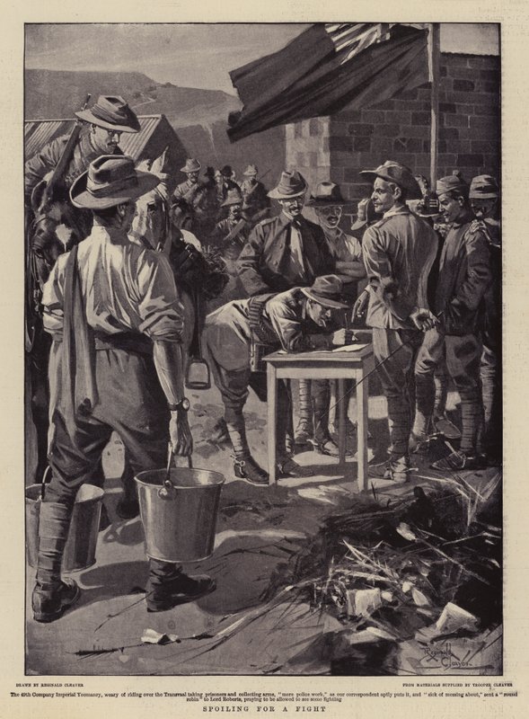 Spoiling for a Fight (litografia) de Reginald Thomas Cleaver