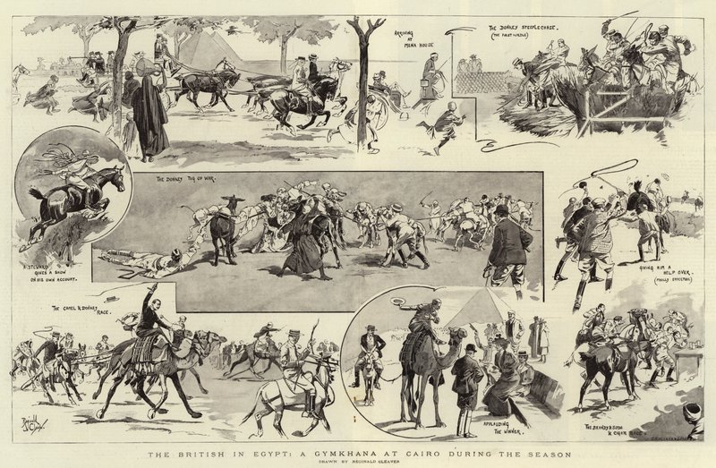 Os britânicos no Egito, uma gincana no Cairo durante a temporada (litografia) de Reginald Thomas Cleaver