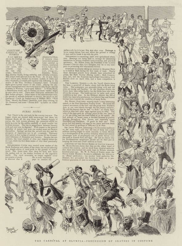 O Carnaval em Olímpia, procissão de patinadores em traje (litografia) de Reginald Thomas Cleaver