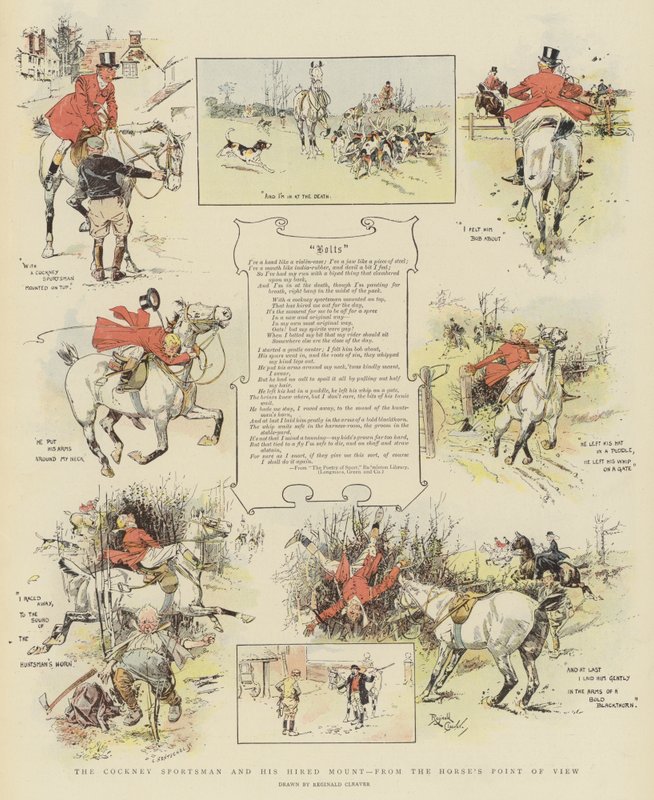 O desportista de Cockney e a sua montada, do ponto de vista do cavalo (cromolitografia) de Reginald Thomas Cleaver