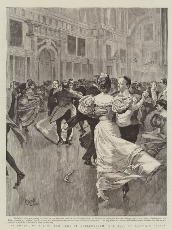 A maioridade do Duque de Marlborough, o baile no Palácio de Blenheim (gravura) de Reginald Thomas Cleaver