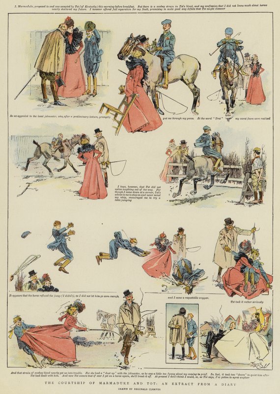O namoro de Marmaduke e Tot, um extrato de um diário (cromolitho) de Reginald Thomas Cleaver