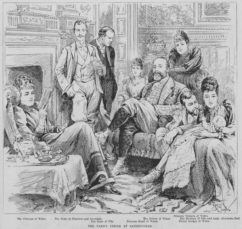 O Príncipe e a Princesa de Gales e membros da sua família em Sandringham, Norfolk de Reginald Thomas Cleaver