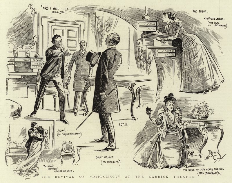 O renascimento de "Diplomacy" no Garrick Theatre (litografia) de Reginald Thomas Cleaver