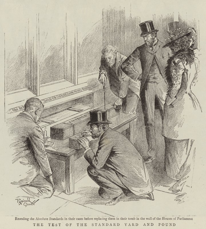 O teste da jarda e da libra-padrão (litografia) de Reginald Thomas Cleaver