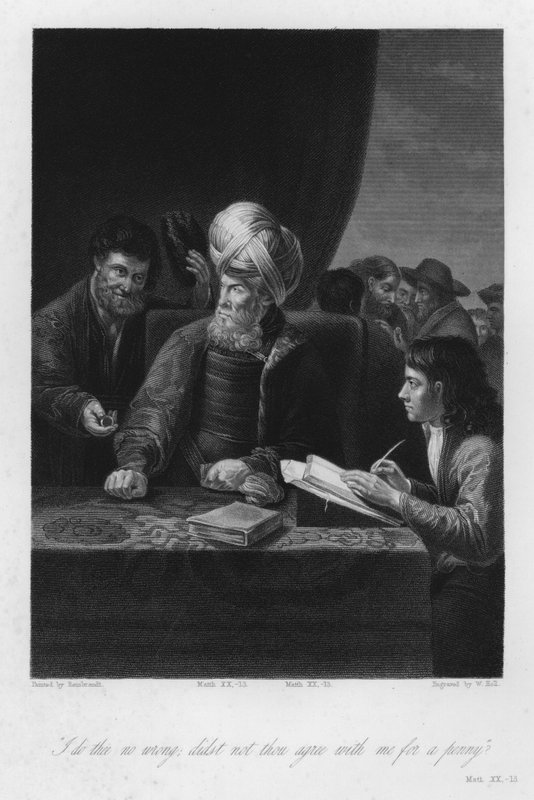 O Senhor da Vinha, Mateus XX de Rembrandt Harmensz. van Rijn (after)