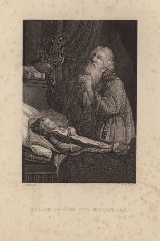 Elijah Raising o filho da viúva de Rembrandt van Rijn