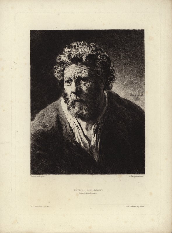 Tete de Viellard por Rembrandt Harmenszoon van Rijn. Gravado por Jules Jacquemart, 1877 de Rembrandt van Rijn