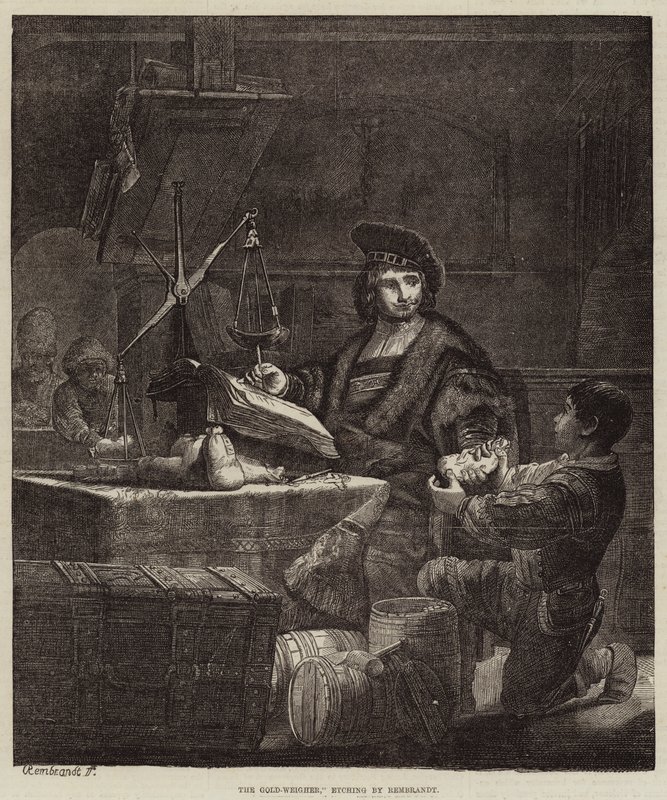 O ouro-pesador de Rembrandt van Rijn