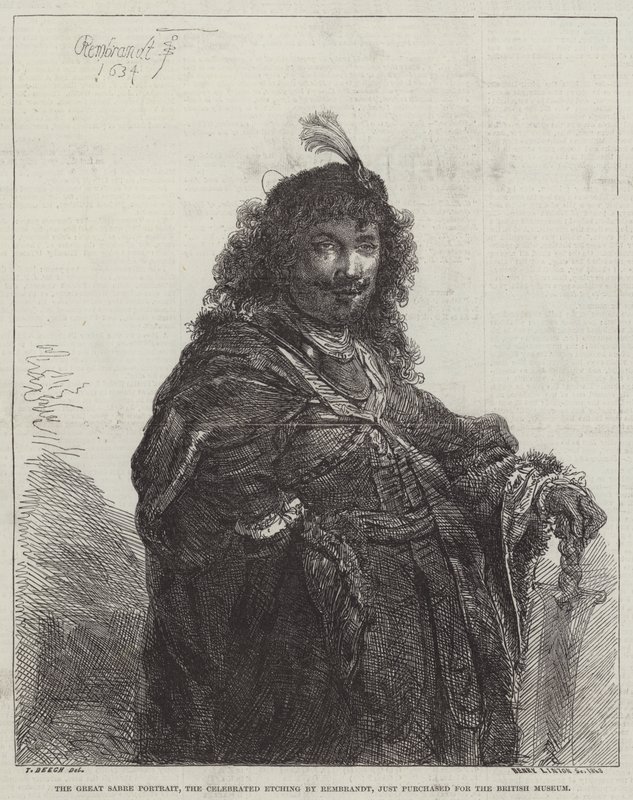 O grande retrato do sabre, a gravura comemorativa de Rembrandt van Rijn