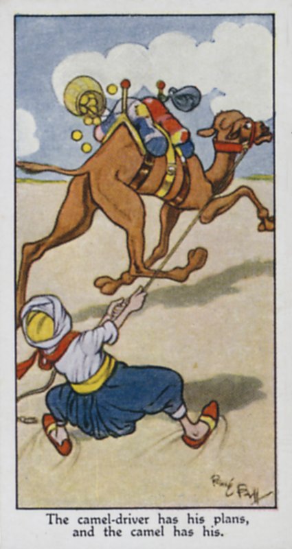 O motorista do camelo tem seus planos, e o camelo tem o seu de René Bull