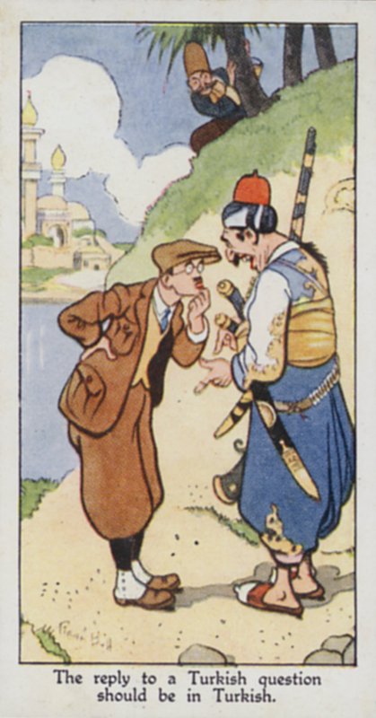 Provérbio Oriental: A resposta a uma pergunta turca deve ser em turco (cor litho) de René Bull
