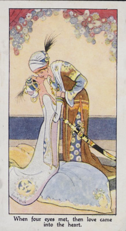 Provérbio Oriental: Quando quatro olhos se encontraram, então o amor entrou no coração (cor litho) de René Bull