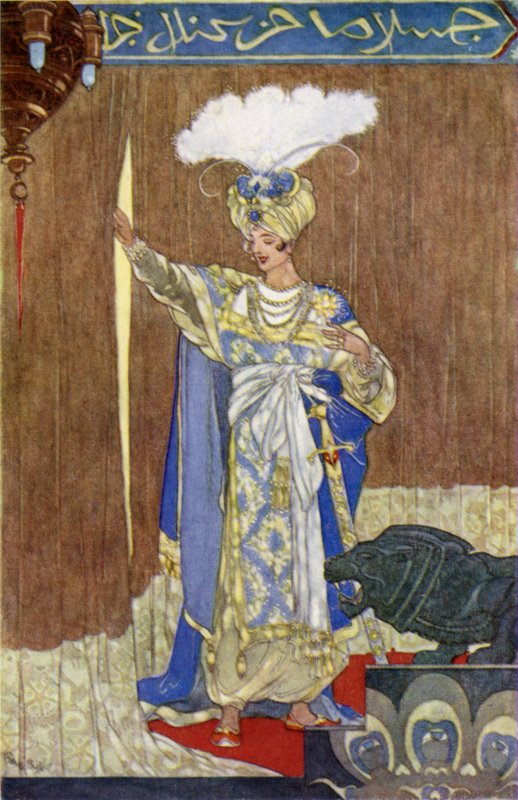 O califa alegra-se com a sua piada (cor litho) de René Bull