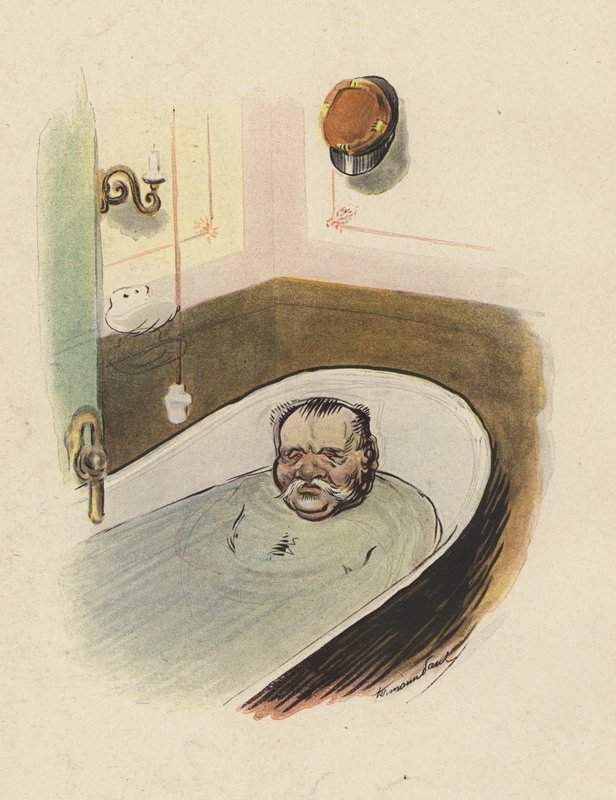 Homem em uma banheira (cor litho) de Rene George Hermann Paul