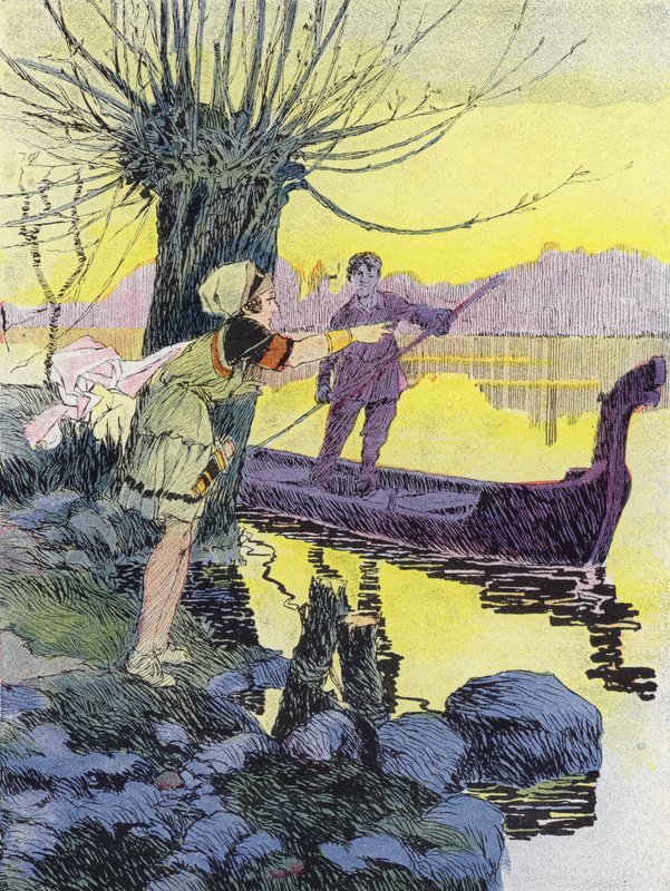 Um pequeno gaulês antes da Conquista Romana (cor litho) de Rene Vincent