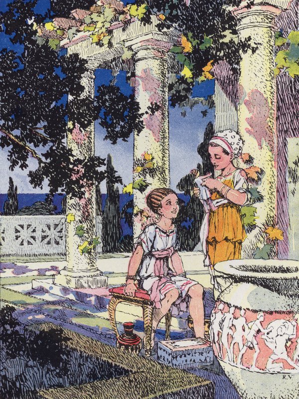 Uma Menina Romana no Tempo de Júlio César (cor litho) de Rene Vincent