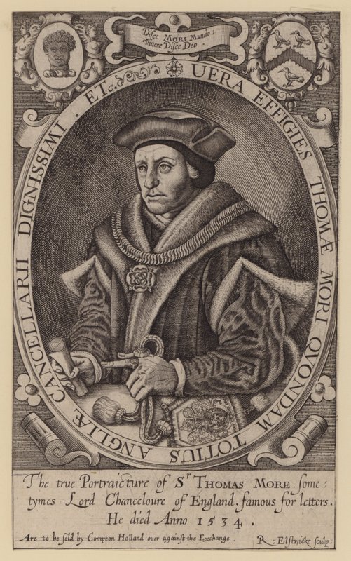 Sir Thomas More, advogado inglês, estadista, filósofo e humanista (gravura) de Renold (after) Elstrack