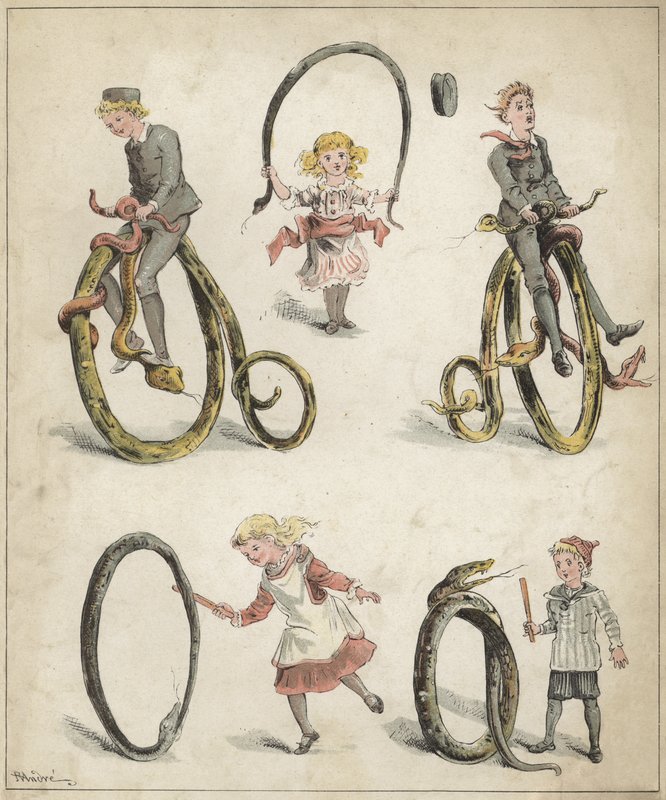 Jogos com cobras (chromolitho) de Richard Andre