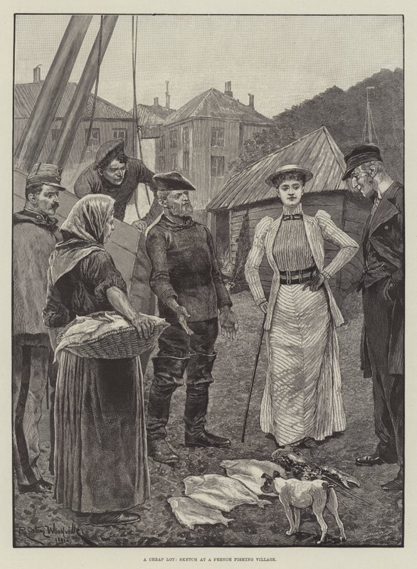 Um lote barato, esboço em uma vila de pescadores franceses de Richard Caton Woodville junior